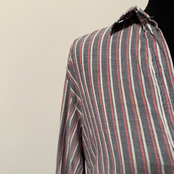 *GRAYSON* Red White & Blue Striped Long Sleeve Button Down Size 4 (Small) - Picture 3 of 8